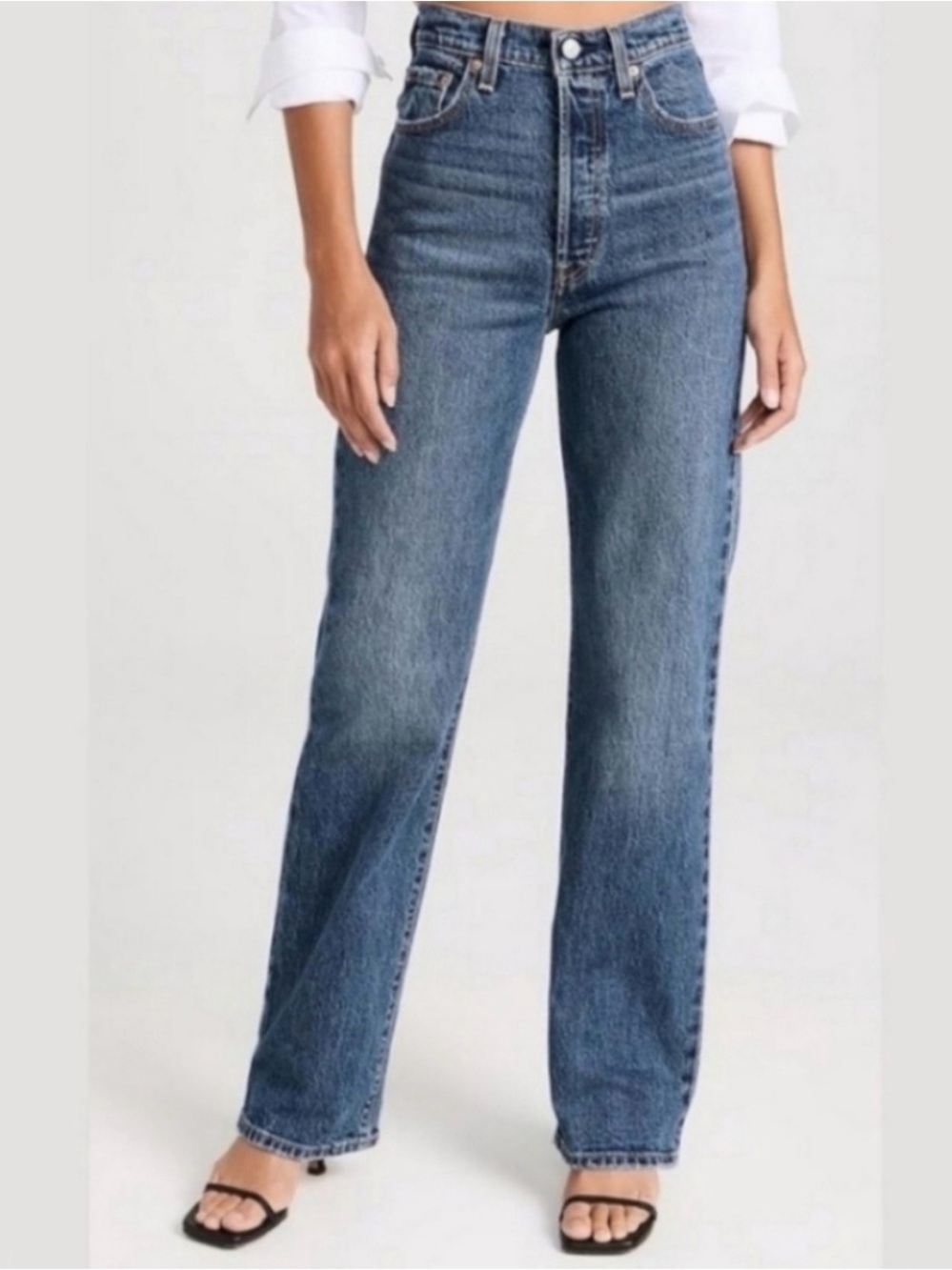 Levi's Blue High Rise Ribcage Straight Full Length Jeans